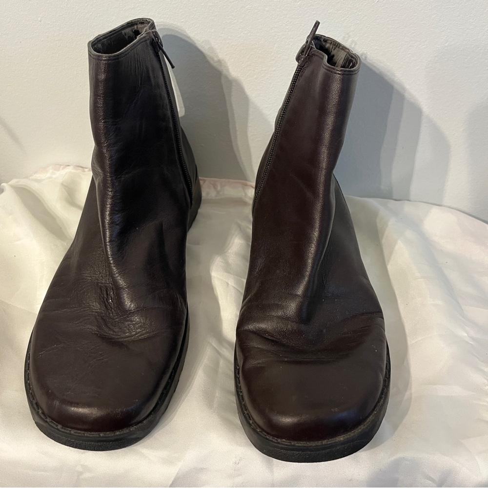 Dark Brown Leather Ankle Boots